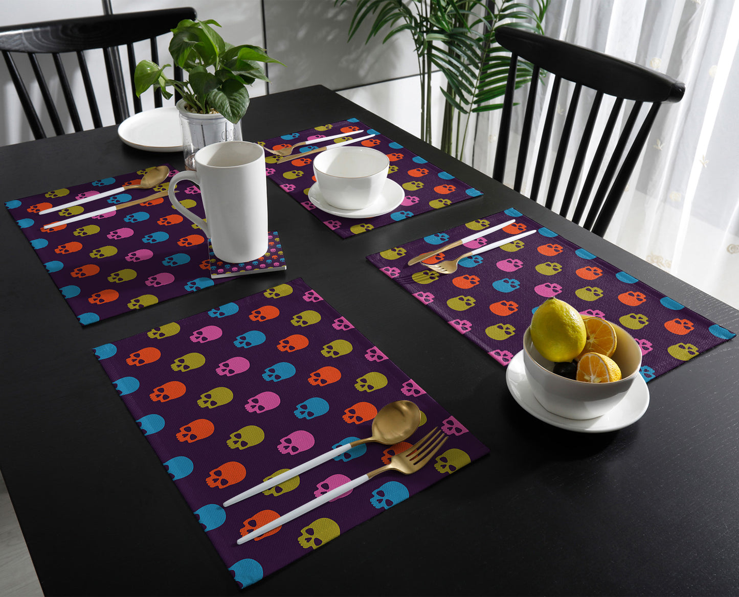 Mexican Skull Table Runner Wedding Table Decor Party Dining Table Mat Placemat