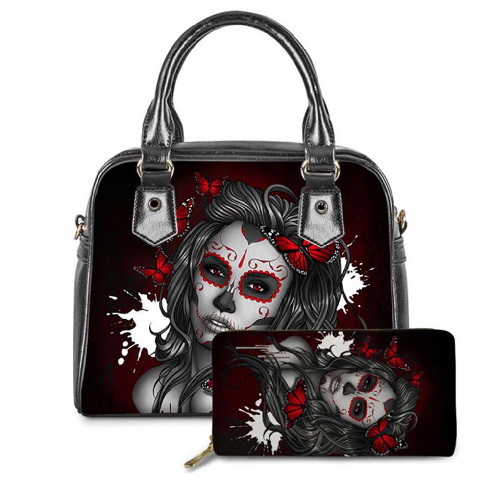 Gothic Bag for Woman Skull Pattern Ladies Luxury Handbag