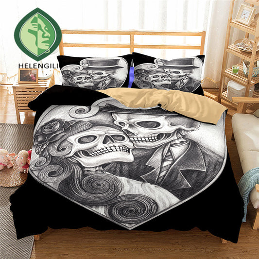 Bedding Set skull Print Duvet cover set lifelike bedclothes with pillowcase