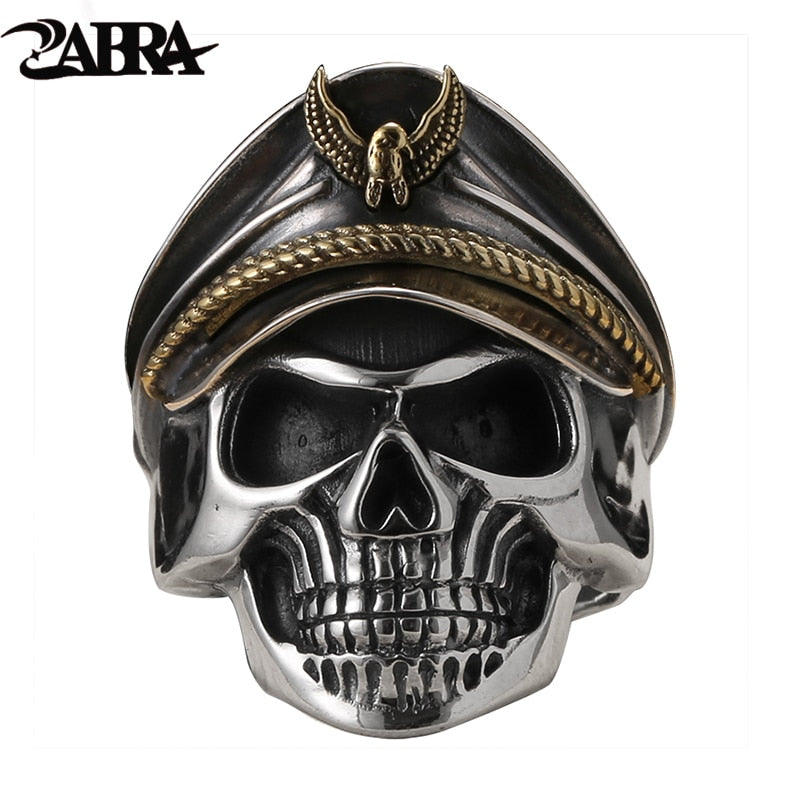 925 Silver Cool Soldier Skull Ring For Men Punk Rock