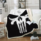 3D Punisher Skull Printed Velvet Plush Throw Blanket Bedspread