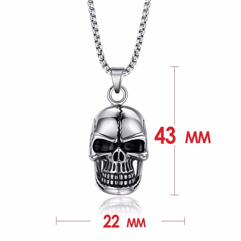 Men's Stainless Steel Skull Pendant Necklace in Tone Biker