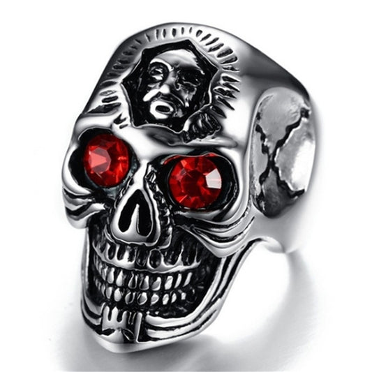 Red Eye Skull Ring For Men Punk Gothic Finger stainless steel jewelry