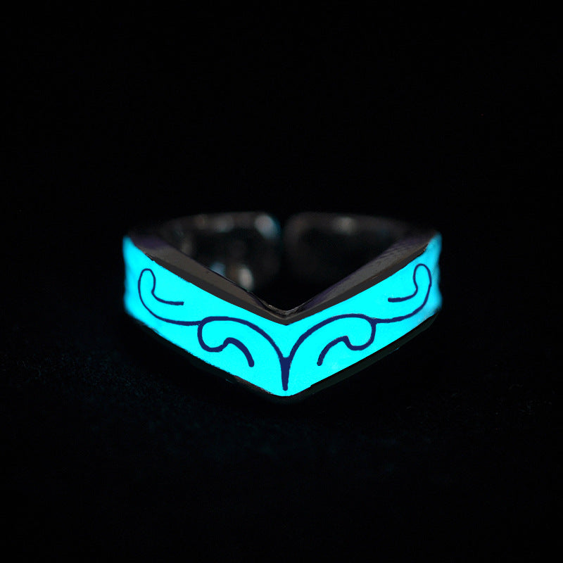 Punk Luminos Ring For Women Adjusted Geometric Mayan Mysterious Luminous Fluorescent Glowing Rings Stoneanel Feminino