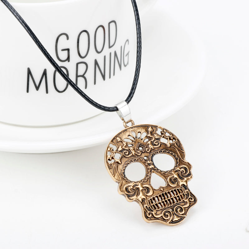 HOT Whimsical Hip Hop Skull Pendant Celebrate Mexican Day of the Dead Halloween Acrylic Sugar Long Chain Skull MEN Necklace Gift