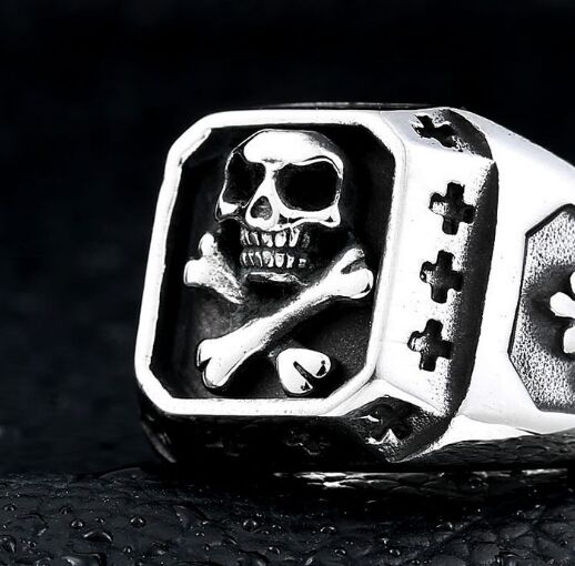 Stainless Steel Jewelry Fashion Polishing Ghost Skull Biker Ring