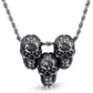 Hip-Hop Rock Three Skull Heads Pendant Necklace Charm Men Vintage