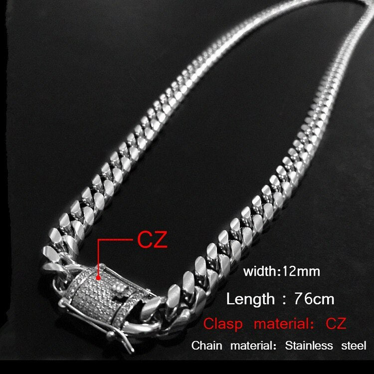10mm Men Cuban Miami Link Necklace Stainless steel
