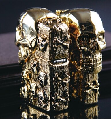 LXF Heavy armor gold 3D Alien skull  lighter