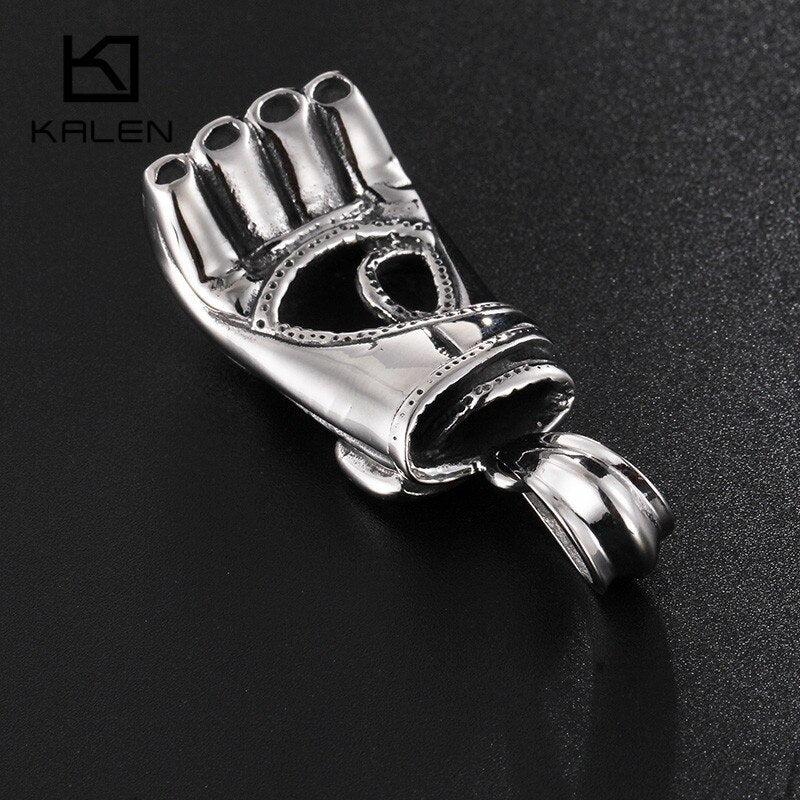 Stainless Steel High Quality Boxing Glove Pendant Long Chain Necklace