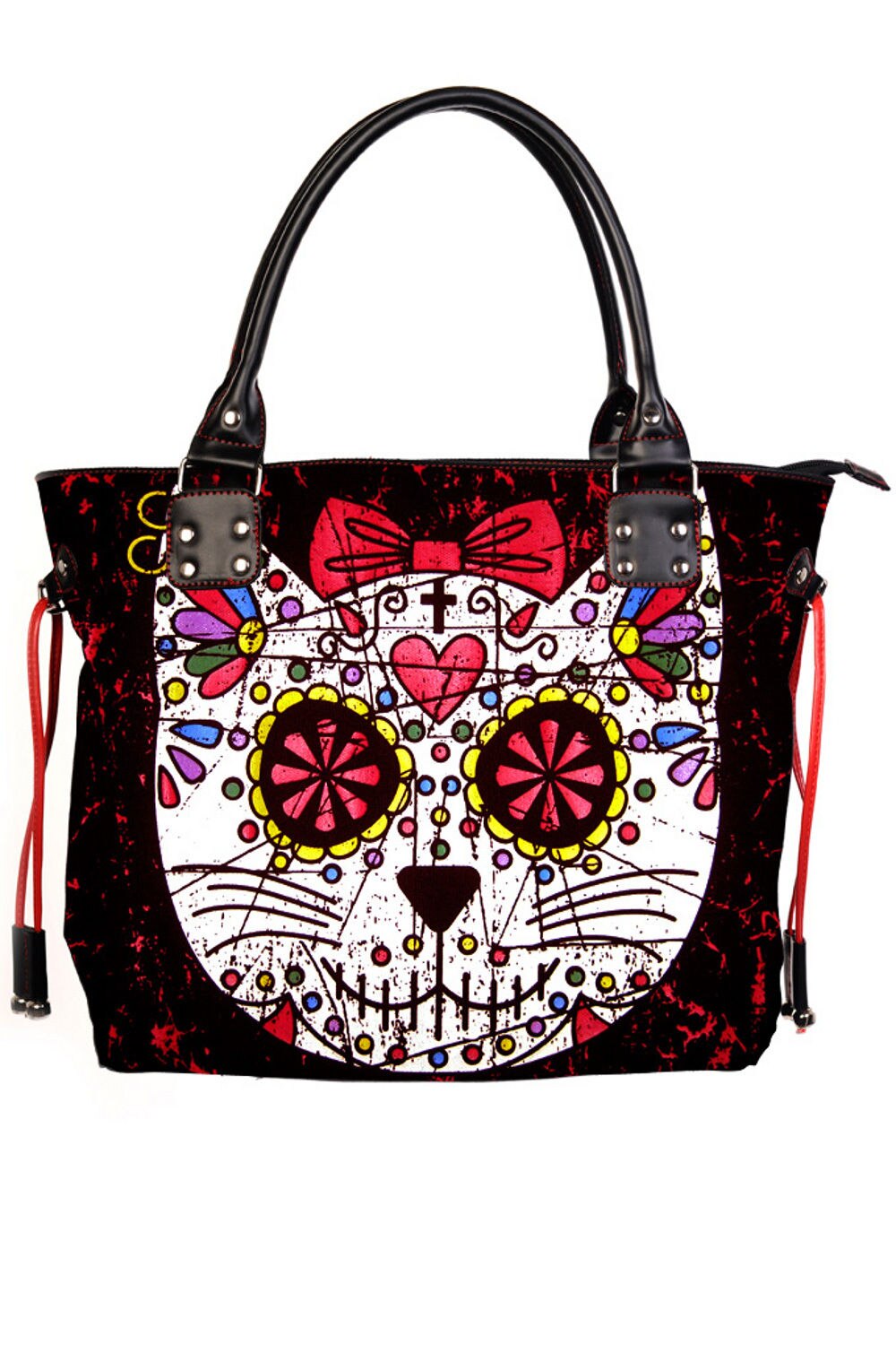 Lady Girl Sugar Skull Cat Candy Handbag School Shoulder Bag Gothic Punk Rockabilly
