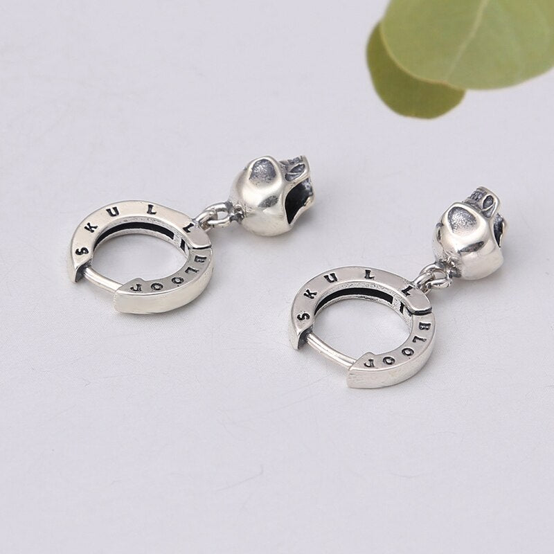 Women and Men Earring 925 Sterling Silver Vintage Punk Skull Earring