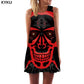 Skull Dress Women Skeleton Boho Gray 3d Print Ink