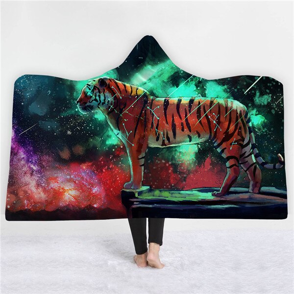 Tiger design Blankets hats keep warm sofa blankets comfortable soft twin