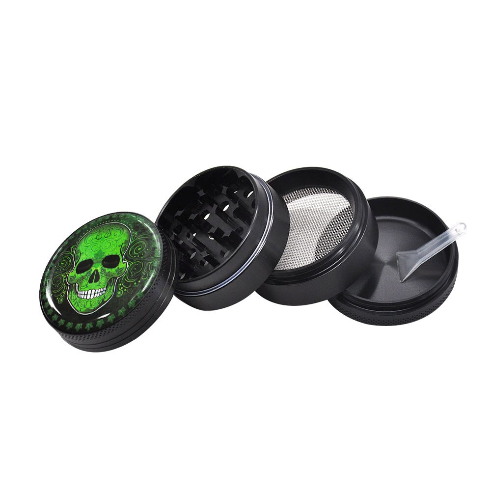 Sugar Skull Series Aluminum Herb Grinder 50MM 4 Piece Metal Tobacco Grinder  Grinders Crusher Smoke  Accessories