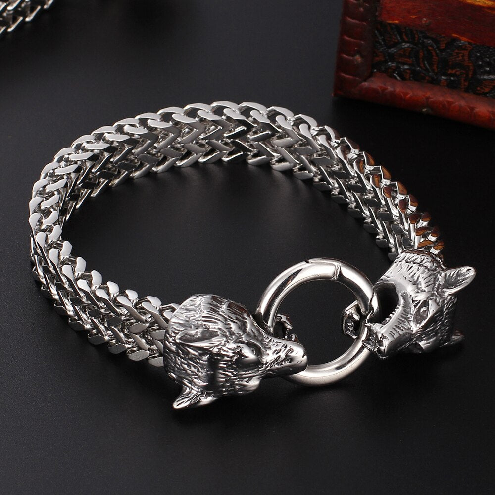 Skull Wolf Lion Head Bracelet Stainless Steel