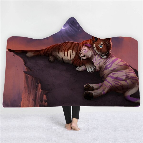 Tiger design Blankets hats keep warm sofa blankets comfortable soft twin