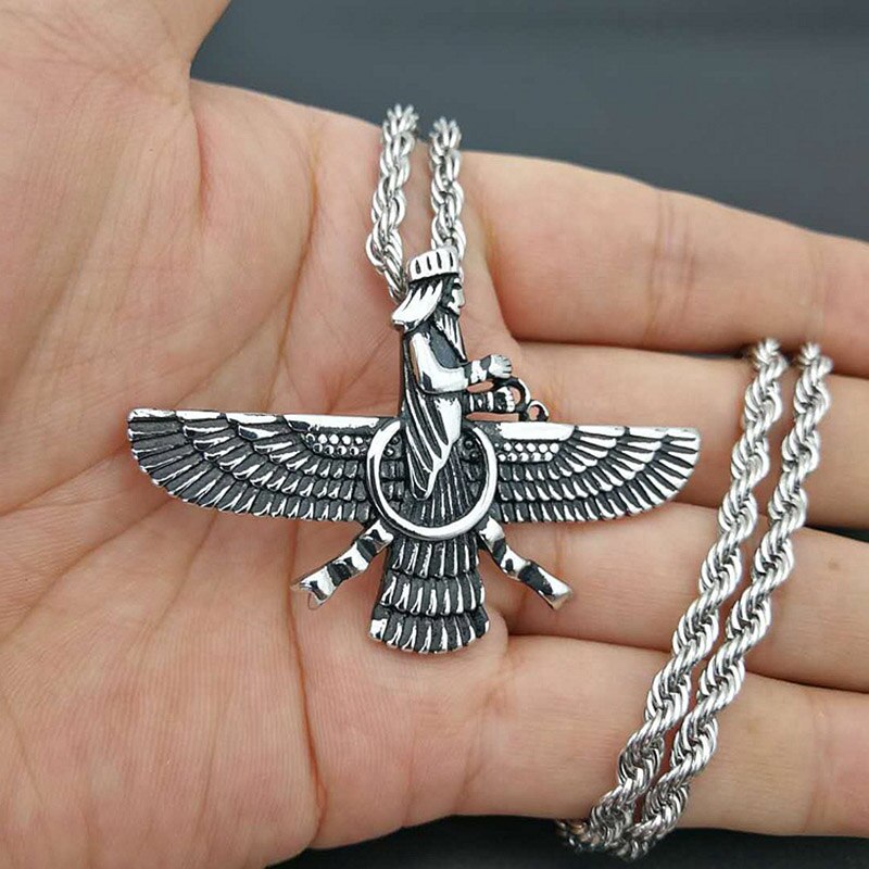 Vintage Punk Style Iran Faravahar Ahura Mazda Pendants Necklaces