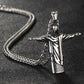 Male Stainless Steel Link Chain Round Circle Cross Pendant Necklace