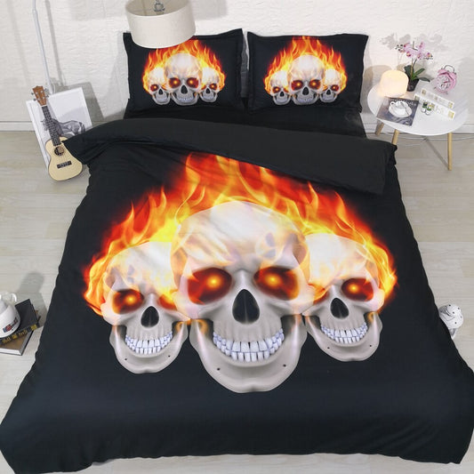 3pcs all kids dark color bedroom set with sugar skull bedding