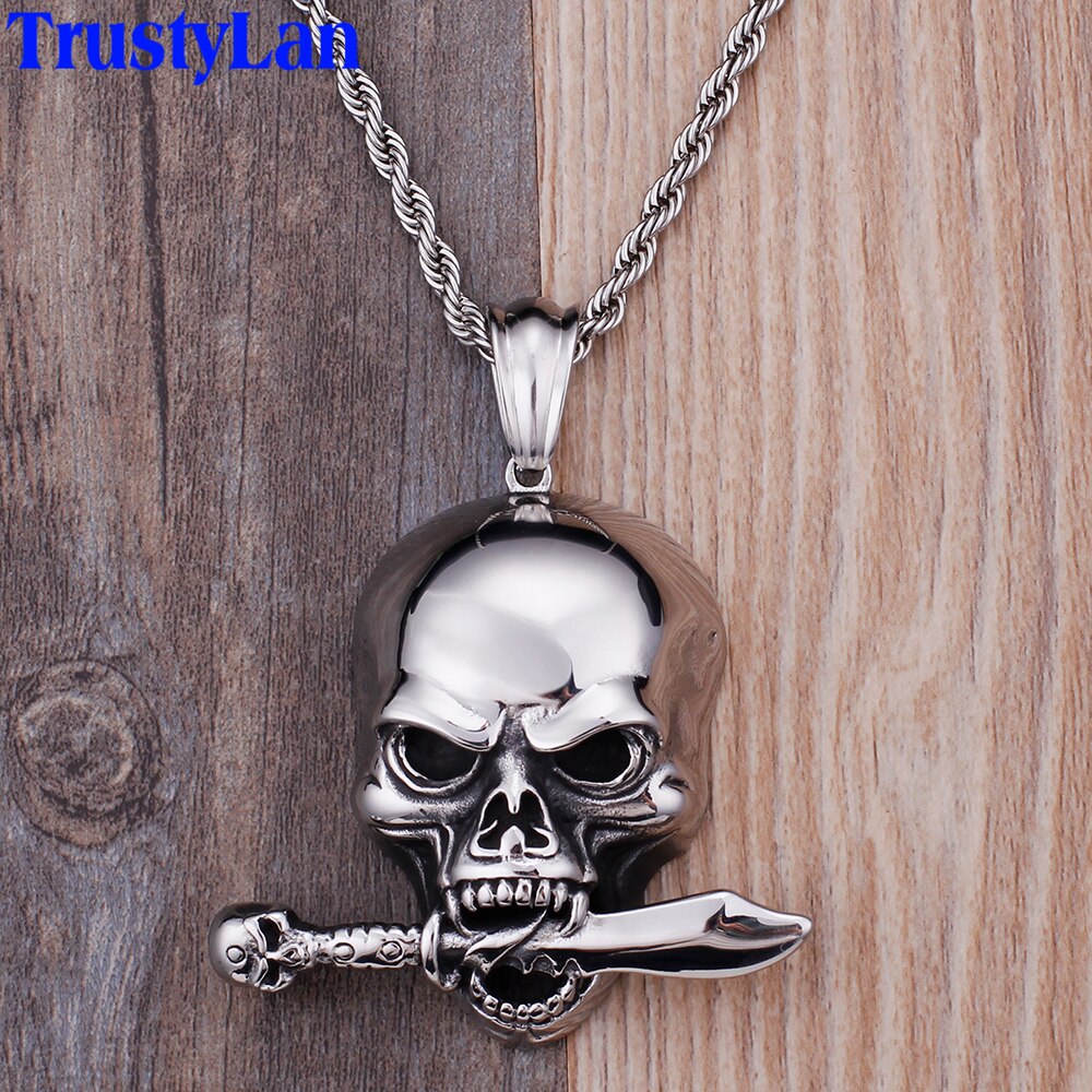 Hiphop Rocker Skull Pendant Necklace For Men Jewelry Accessory