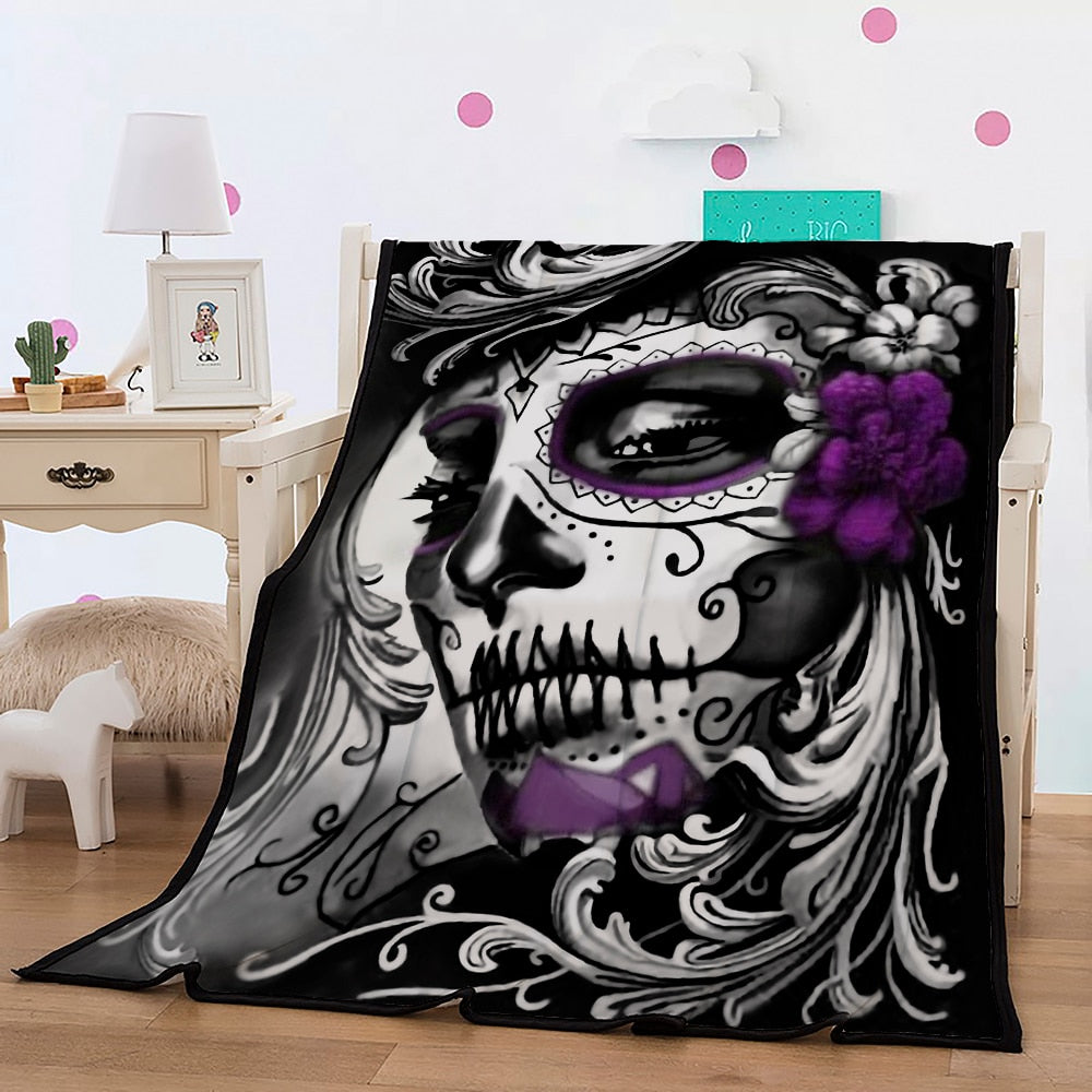 3D Banket skull face design Thin Quilt Bedspread 150x200cm Fleece Throw Blankets