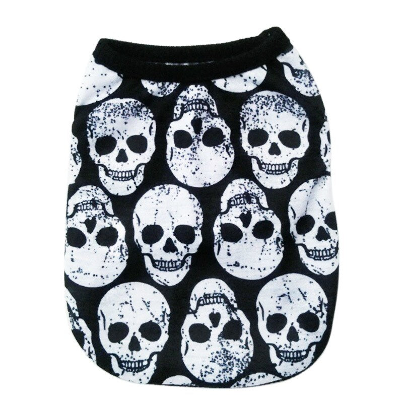 Pet Dog Vest Clothes Cartoon Skull Vest Clothes For Dogs Cat T-shirt