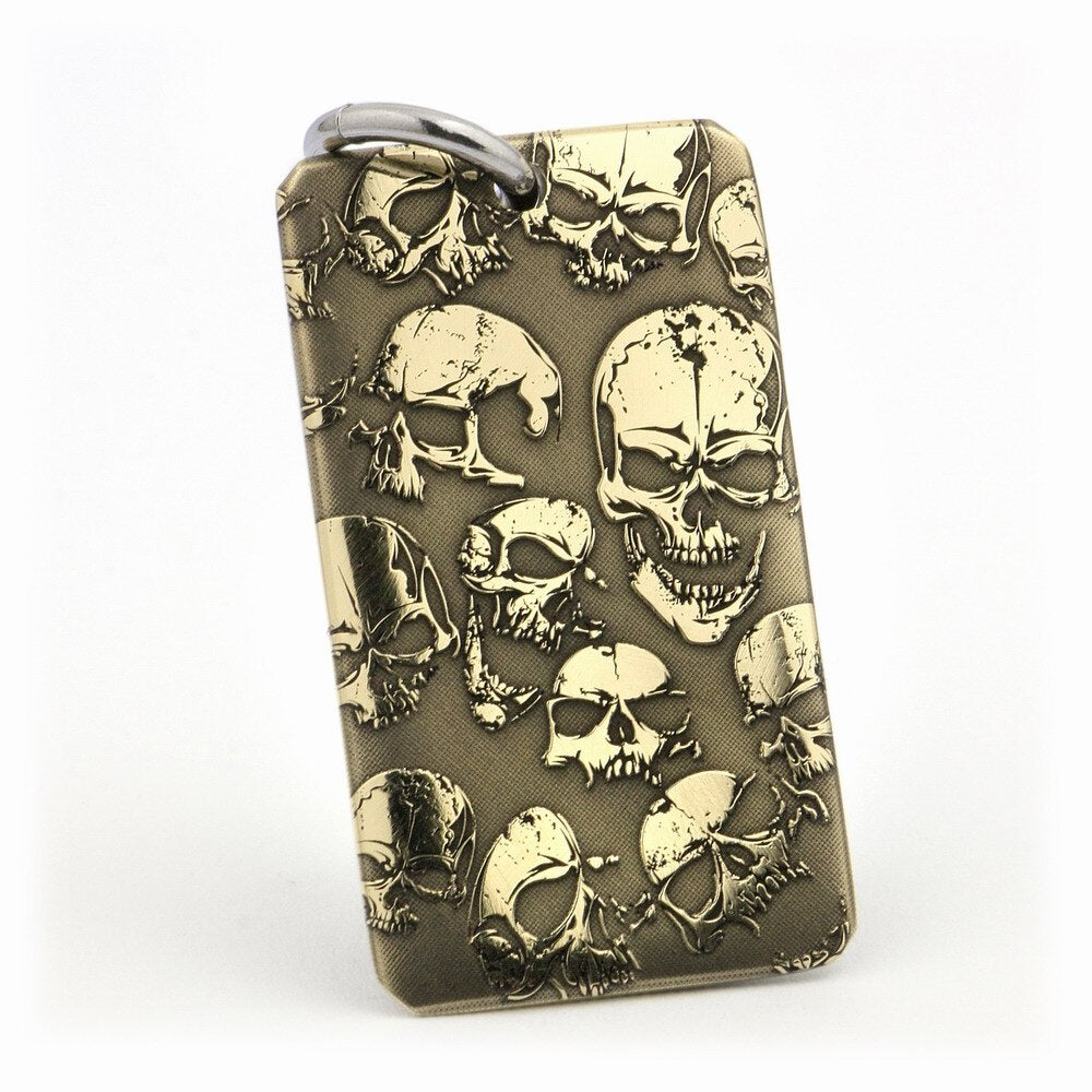 High Detail 2-side Deep Engraved Brass Skulls Pendant Biker Rock Punk Style