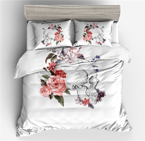 Halloween Fashion Sugar Skull Bedding Set Floral Bed Duvet Cover