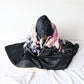 Sugar Skull Flower Hooded Blanket for Adults Floral Gothic Sherpa Fleece Wearable Throw Blanket Microfiber Black