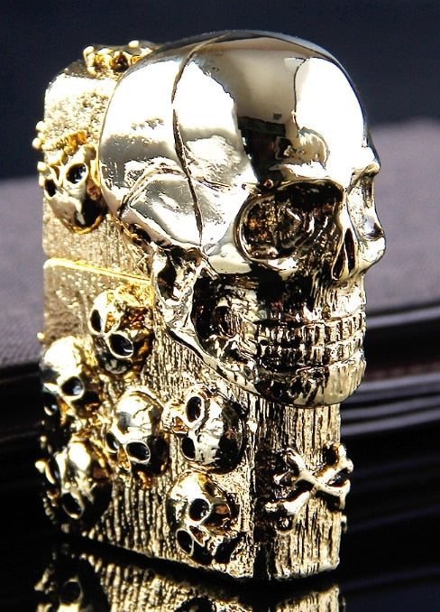 LXF Heavy armor gold 3D Alien skull  lighter