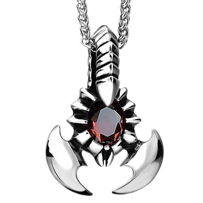 Red Crystal Scorpion Statement Necklace & Pendant Stainless Steel