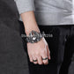 8.66'' Cool 316L Stainless Steel Men's Heavy Genuine leather Large Angel