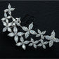 Snowflake Flower Boom Asymmetric Cubic Zirconia Women Engagement Ear Bone Cuff Earrings Stud Party Jewelry