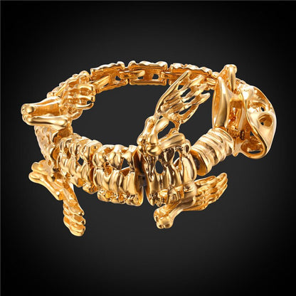 Dinosaur Skeleton Bracelet Black Gold Color 3D T Rex Tyrannosaurus