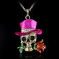 Long Jewelry Sweater Necklace Clear Crystal Skull Flowers Jewelry