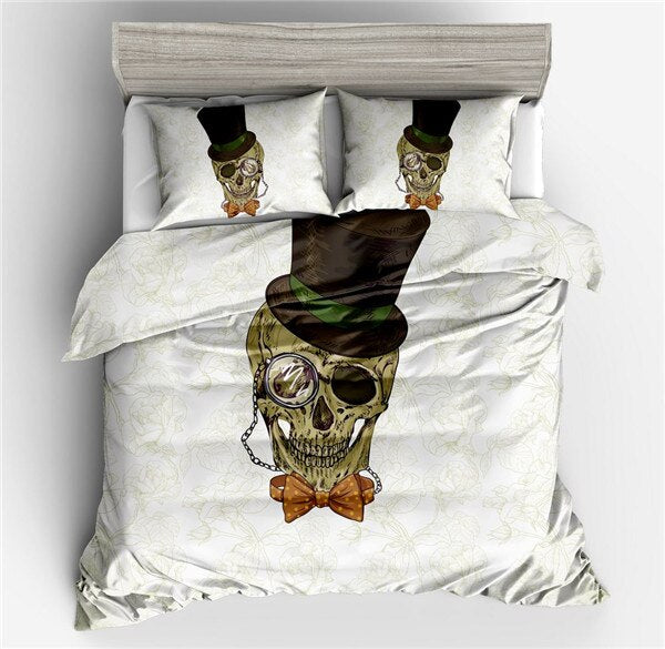 Halloween Fashion Sugar Skull Bedding Set Floral Bed Duvet Cover