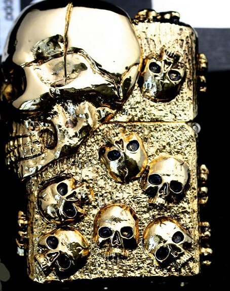 LXF Heavy armor gold 3D Alien skull  lighter