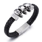 new punk Style Stainless steel skull genuine leather