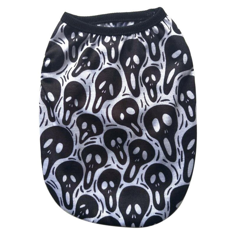 Pet Dog Vest Clothes Cartoon Skull Vest Clothes For Dogs Cat T-shirt