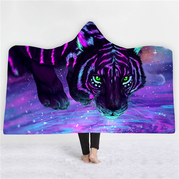 Tiger design Blankets hats keep warm sofa blankets comfortable soft twin