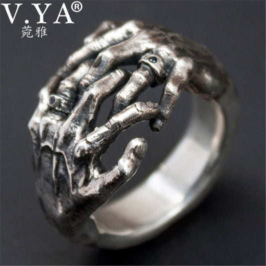 Skull Hand Thai Silver Open Rings