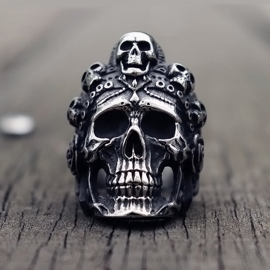 Cool Santa Muerte Death Skull Ring Unique Mens Stainless Steel