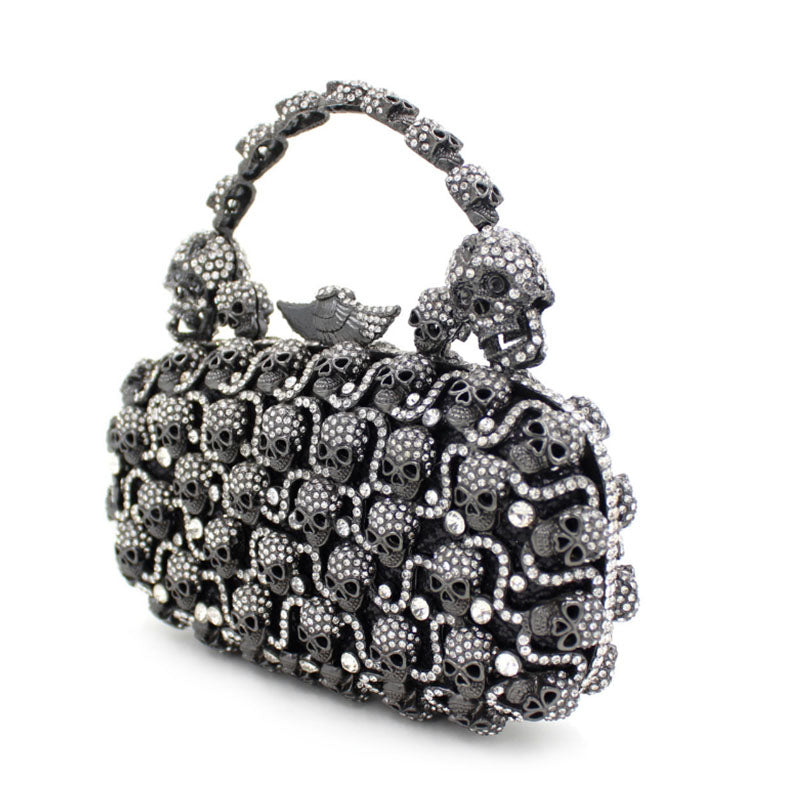 Luxury full diamond  Skull evening dinner shoulder bag
