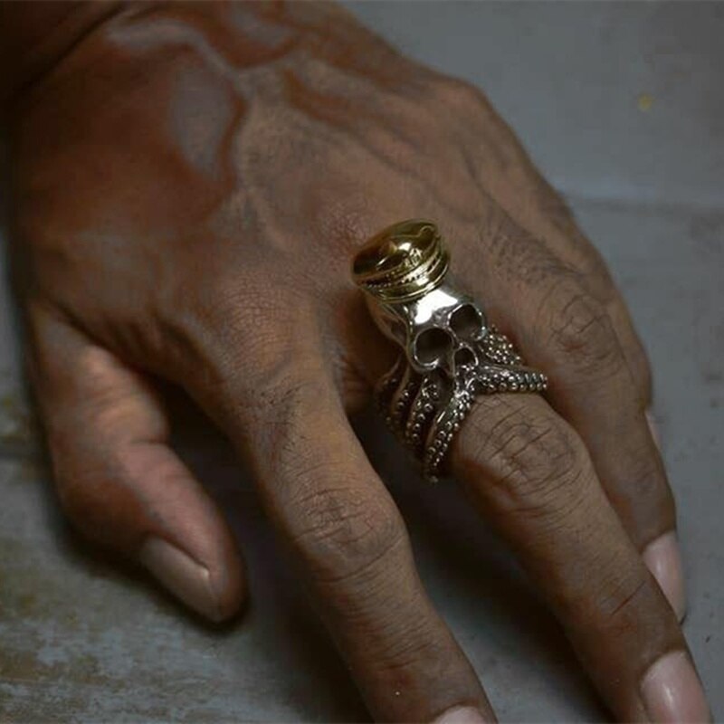 Stainless Steel Octopus Squid Tentacle Skull Captain Rings