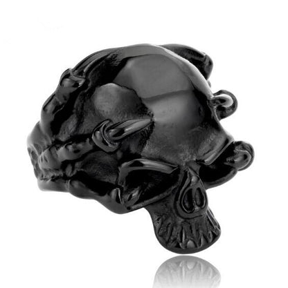 Stainless Steel Mens Women Fashion Black Eagle Skull Ring