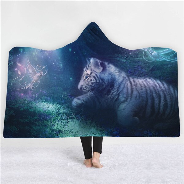 Tiger design Blankets hats keep warm sofa blankets comfortable soft twin