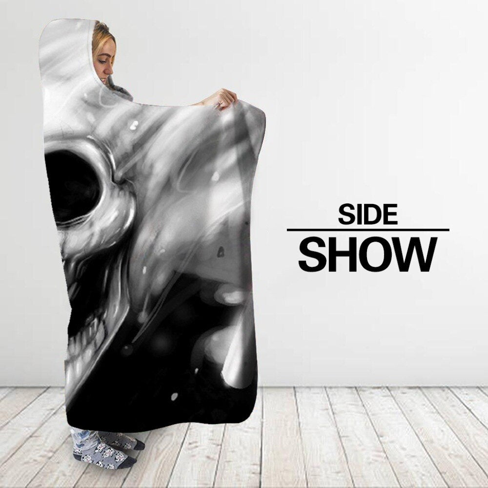 Fashion Hooded Blanket Skull Anime 3D Printing Woman Bedding