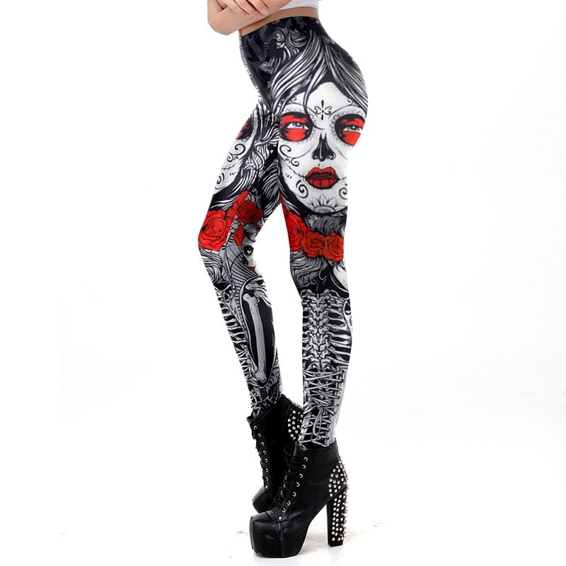 New Leggins Halloween Sugar Skull Leggings For Women Girl