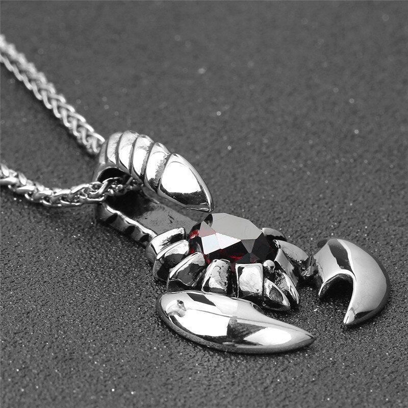 Red Crystal Scorpion Statement Necklace & Pendant Stainless Steel